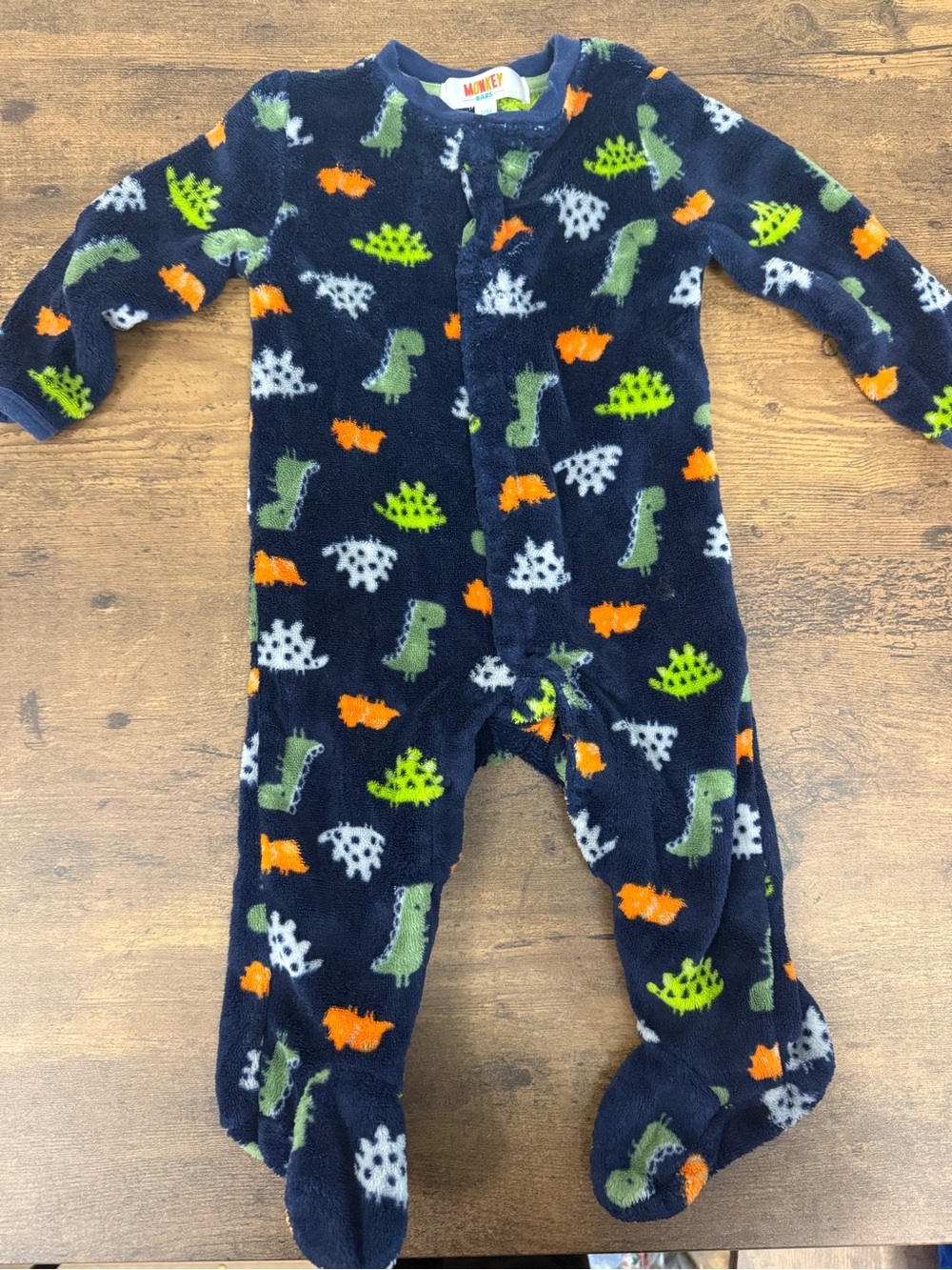 ⭐️5 for $20⭐️ Navy Dino Print Fleece Footed One-Piece for Kids 12M